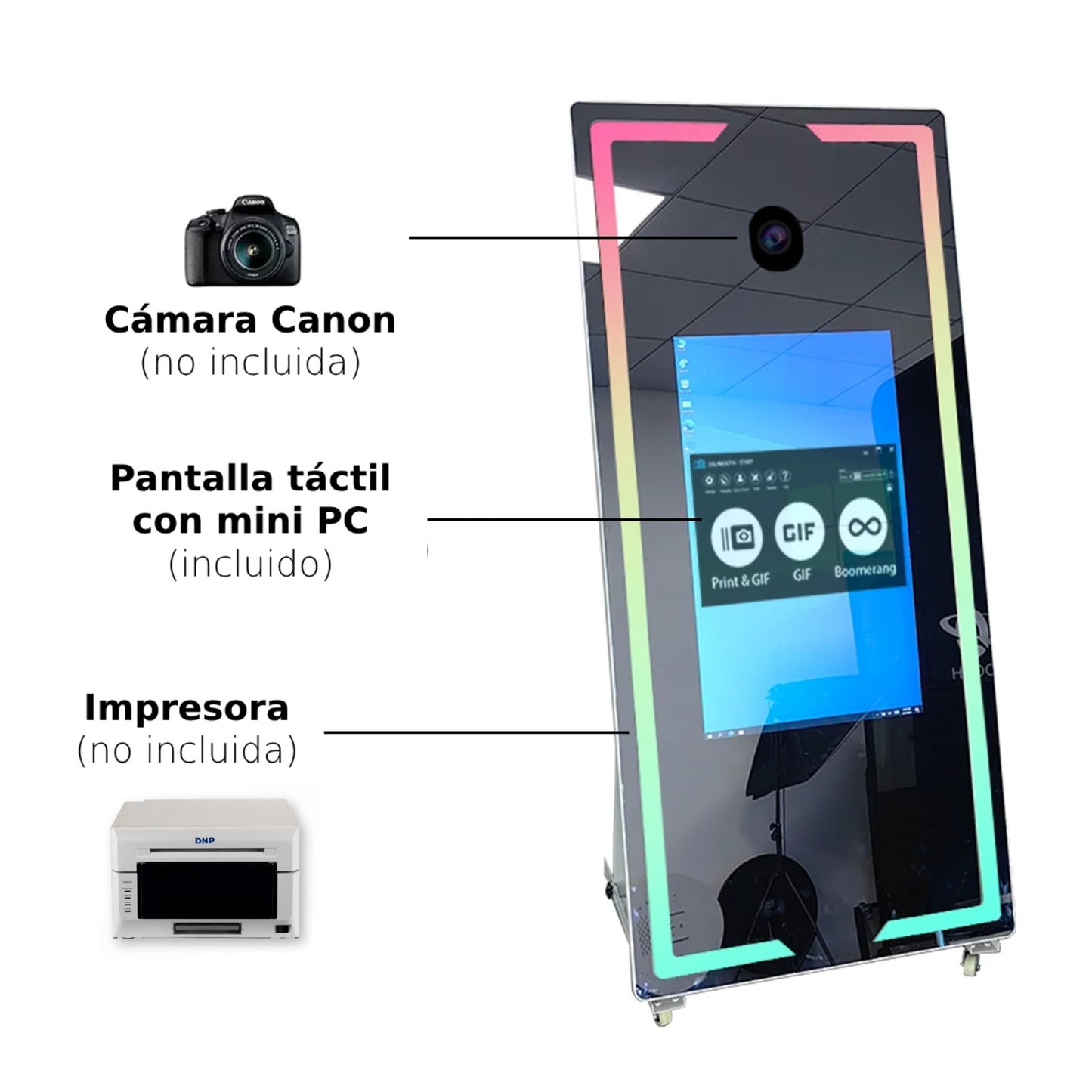 Fotomatón Espejo Mágico de 70" con pantalla táctil