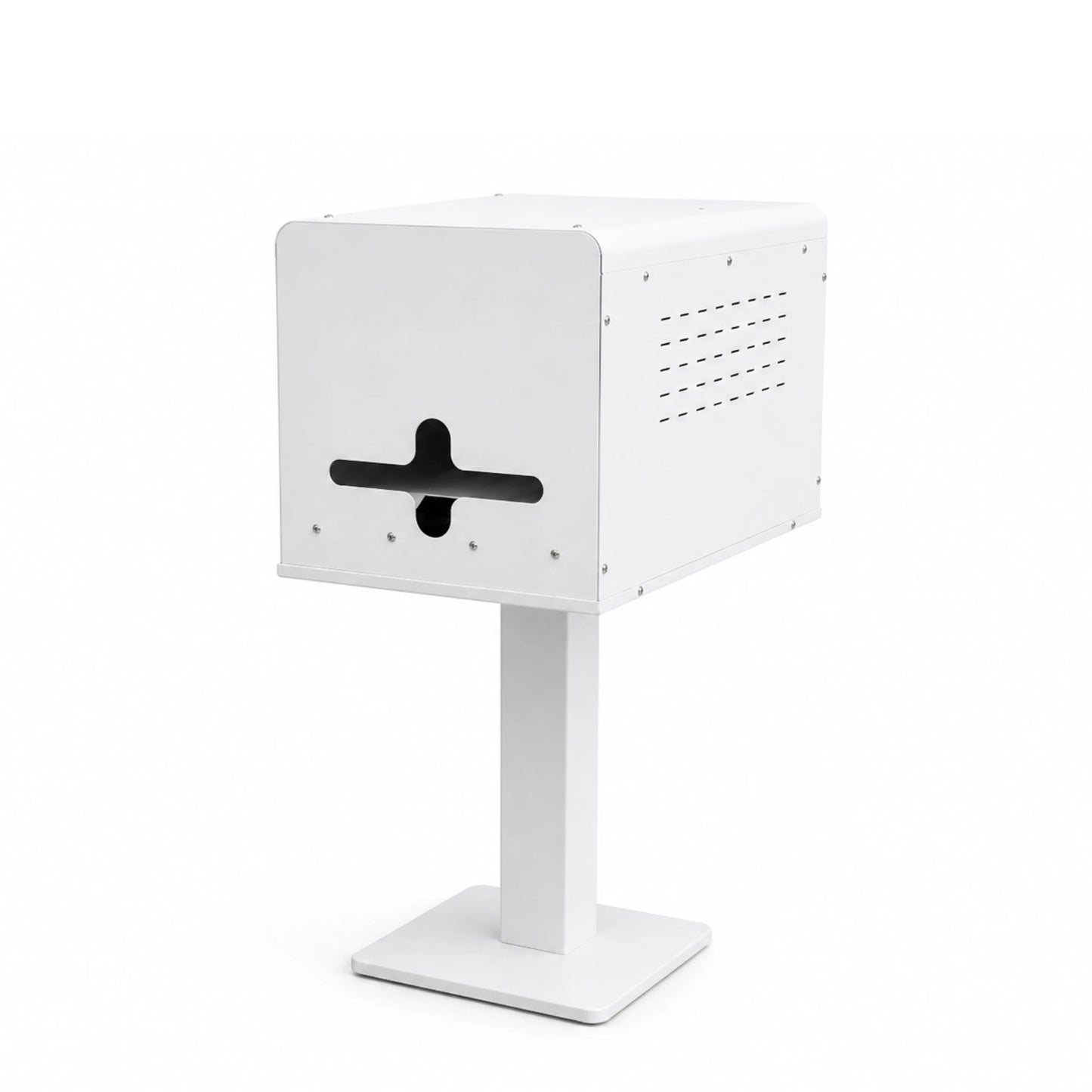 Mueble stand en color blanco para la impresora RX1hs, la más utilizada en bodas y eventos junto al fotomatón